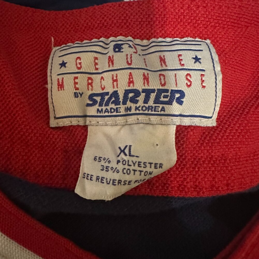 Vintage Starter Atlanta Braves Men's Blue Red MLB Jersey Size XL Ronald Acuña Jr - Picture 2 of 4